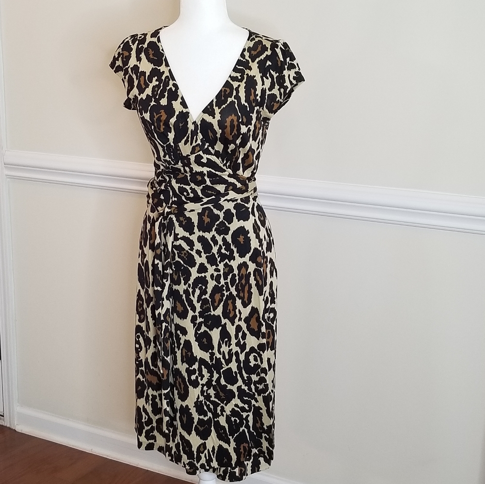 DIANE VON FURSTENBURG Animal Print Wrap Dress 12